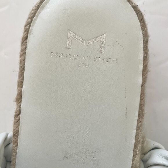Marc Fisher Jaimee Espadrille Slide White Braided Woven Leather Sandals 8M - Picture 7 of 10